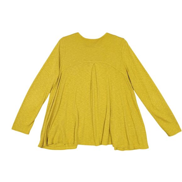 LOGO LORI GOLDSTEIN Mustard One Button Swing Cardigan Lagenlook SIZE MEDIUM - Picture 2 of 11